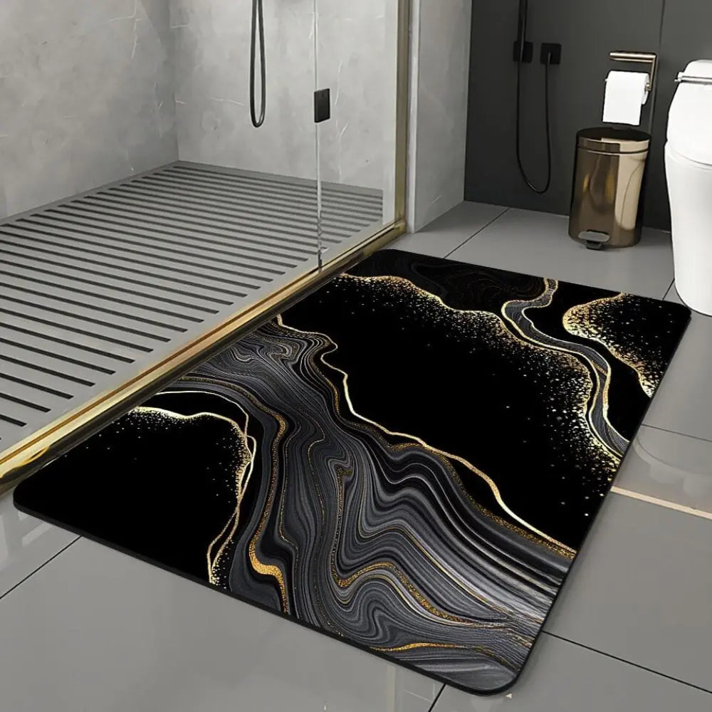 Eleganza • Black & Gold Luxury Bath Mat - TARHUS