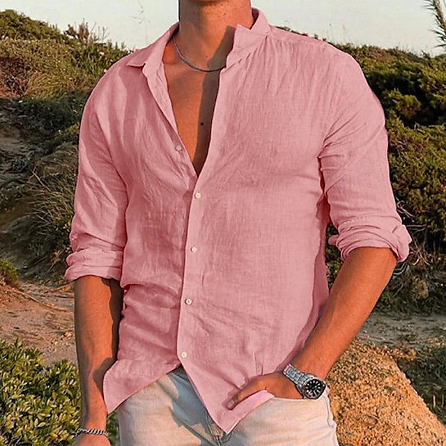 Zander | Men’s Linen Shirt – Cotton-Linen Blend Casual Summer Button-Down TARHUS  Shirt